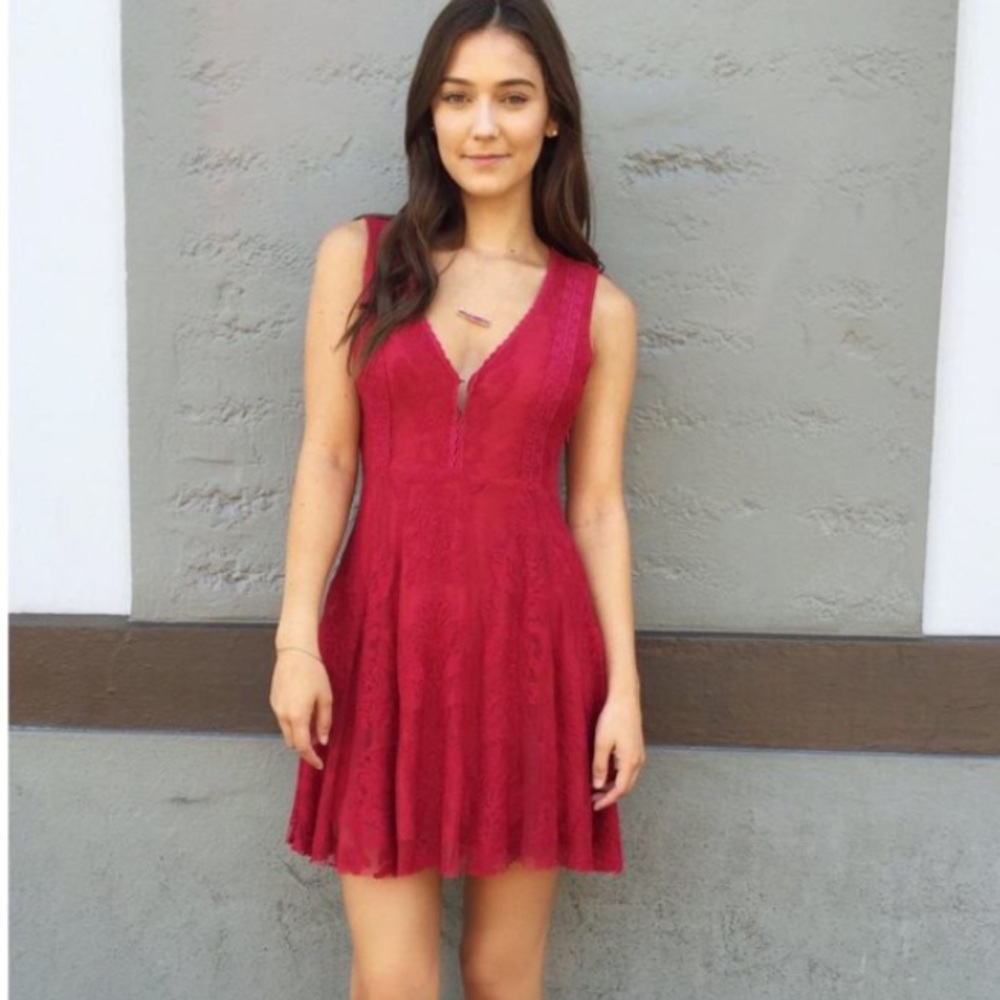 Free people red lace dress